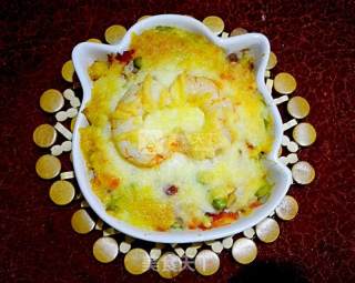 Vegetable Cheese Egg Baked Rice recipe