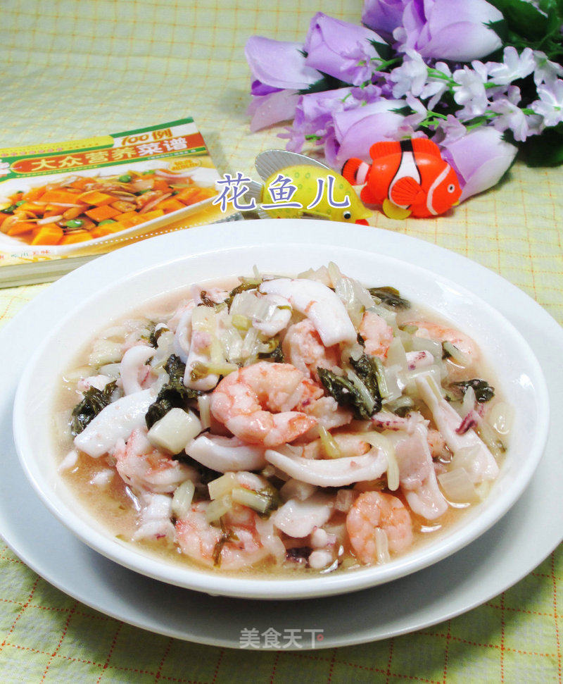 Stir-fried Seafood with Pickled Cabbage recipe