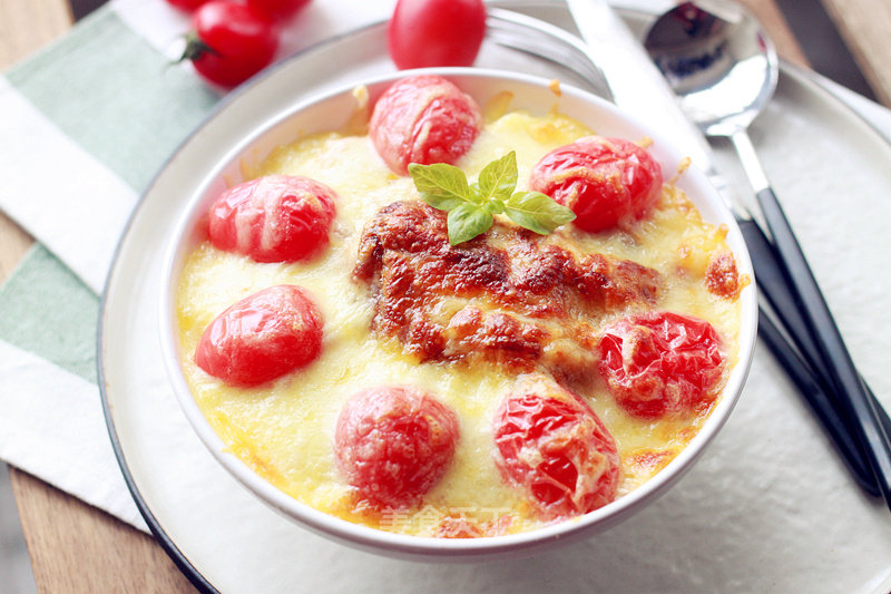 Chicken Chop Tomato Egg Baked Rice recipe