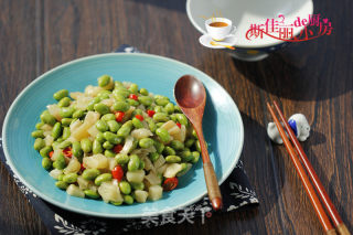 Fried Edamame with Dried Radish recipe