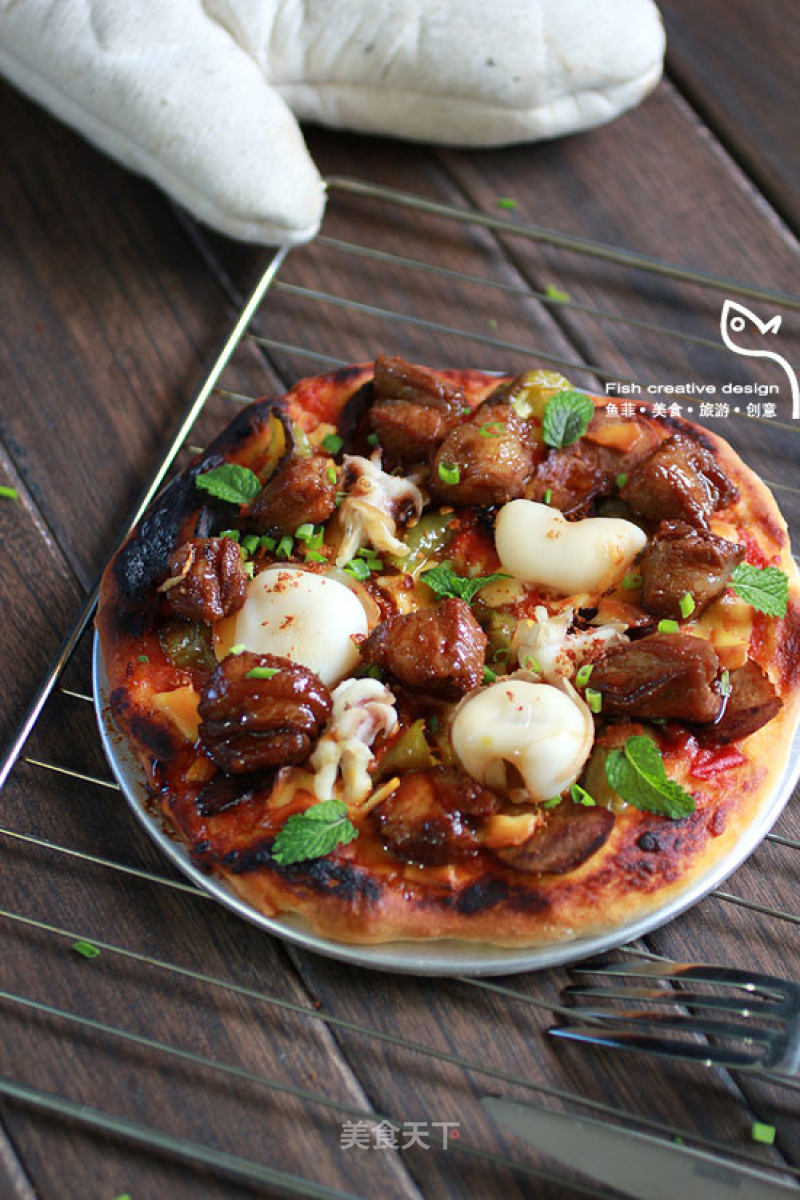 Sweet and Sour Cuttlefish Pizza recipe