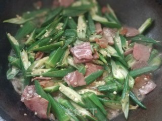 Fried Ham with Okra recipe