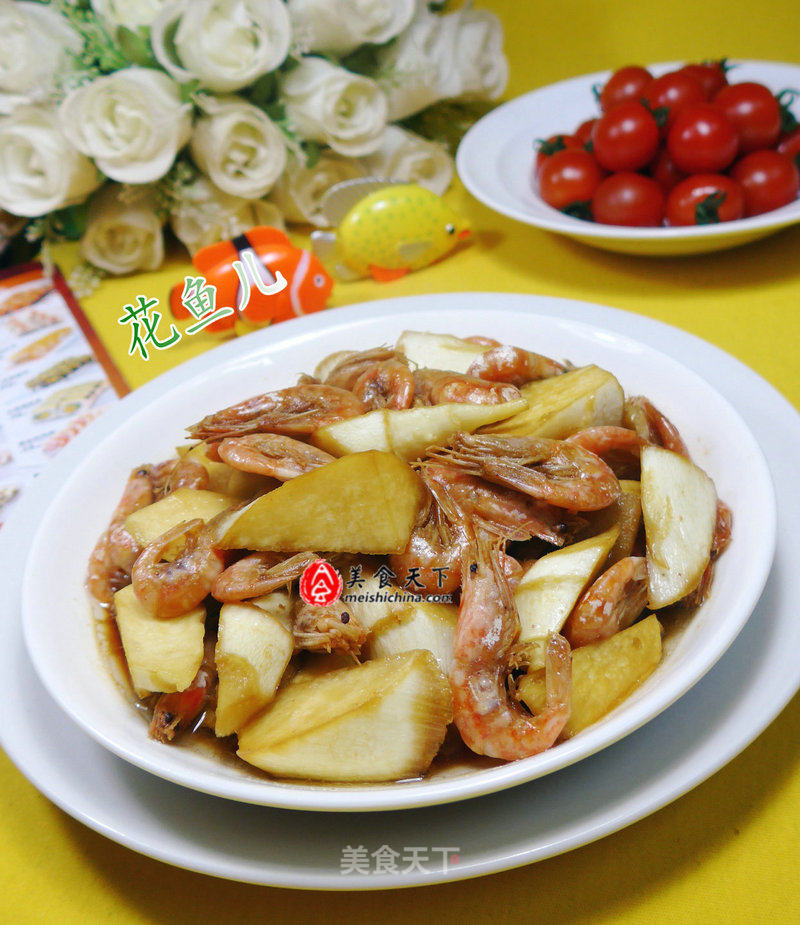 Stir-fried Shrimp with Zizania Root recipe