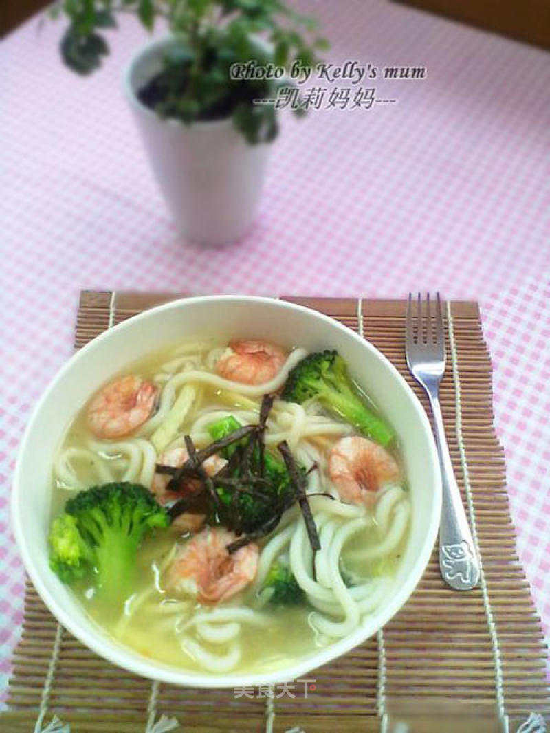 Shrimp Udon in Abalone Sauce recipe