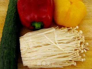 Enoki Mushrooms with Colored Peppers recipe