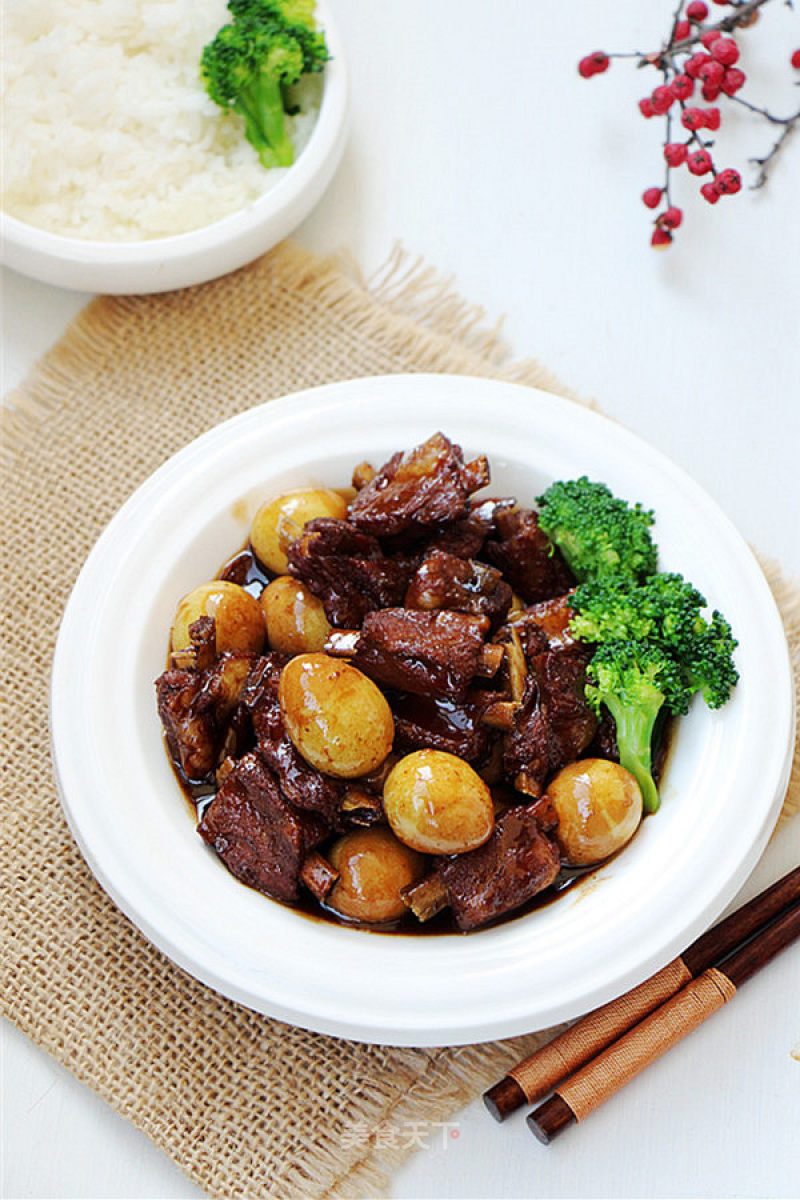 Braised Pork Ribs with Quail Eggs recipe