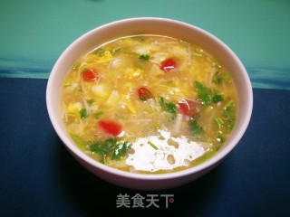 Enoki Mushroom and Mustard Egg Drop Soup recipe