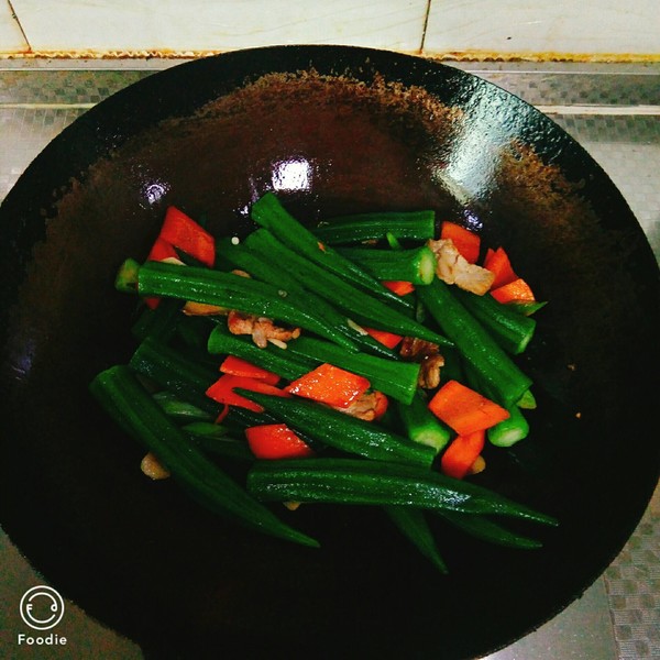 Fried Pork with Okra recipe