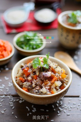 #trust之美#exotic Delicacy Simmered in A Rice Cooker--hand Grabbing Mutton Rice recipe