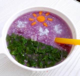 Baby Food Supplement-purple Sweet Potato Millet Green Vegetable Porridge recipe