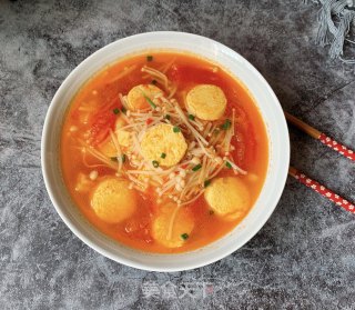 Tomato Egg Tofu Enoki Mushroom recipe