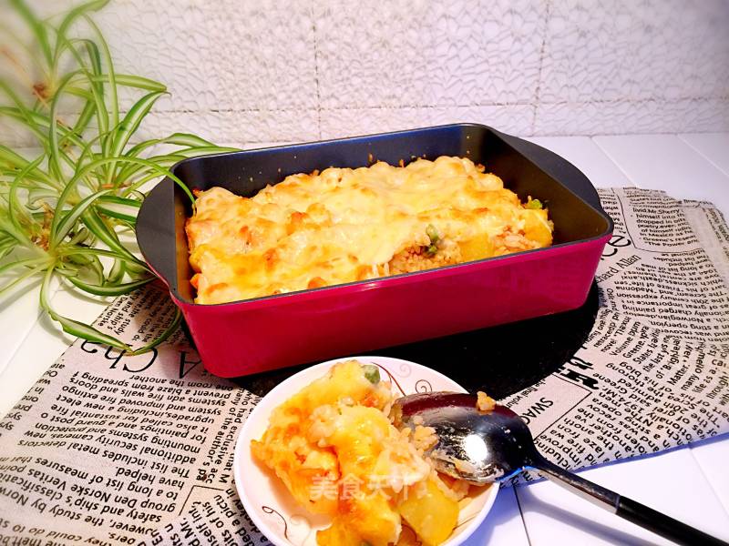 #aca烤明星大赛# Baked Rice with Pineapple and Shrimp recipe