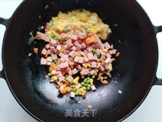 Fried Rice with Square Leg Corn and Green Beans recipe