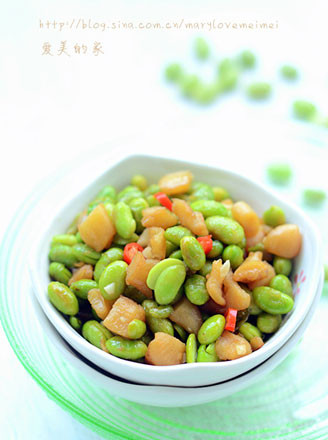 Fried Edamame with Dried Radish recipe