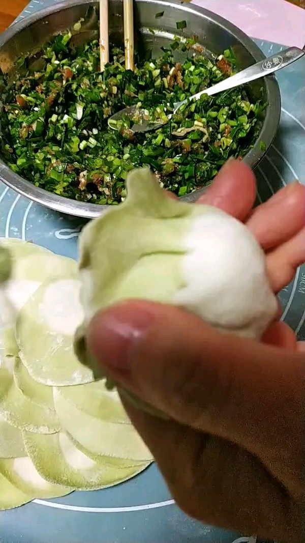 Noodle Dumplings with Spinach Sauce recipe