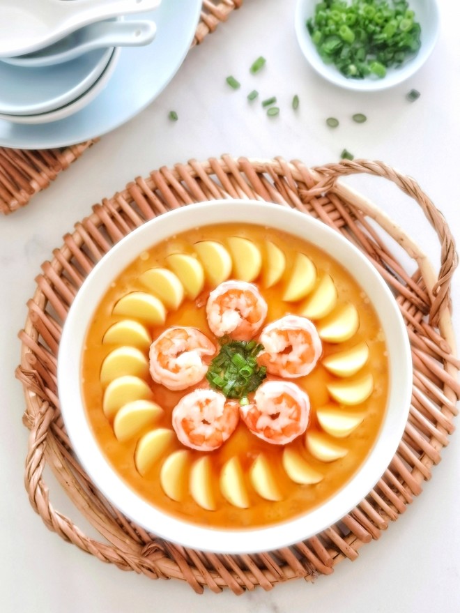 ‼ ️prospering Day by Day‼ ️shrimp and Tofu Steamed Egg [mofei Super Fast Steaming Stew Pot] recipe