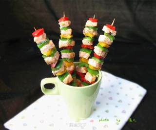 Salmon Skewers with Colored Peppers recipe