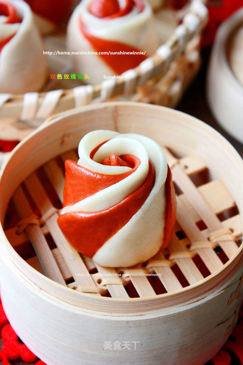 Food Blooms Like A Flower-----two-color Rose Steamed Buns recipe
