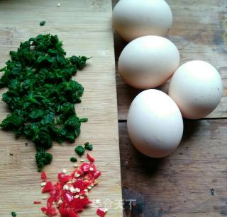 Celery Leaf Millet Pepper Thick Egg Stew recipe