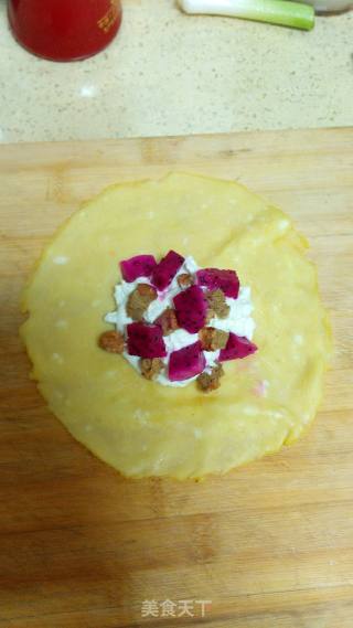 #四session Baking Contest and is Love to Eat Festival#pitaya Cake with Dragon Fruit Pancake recipe