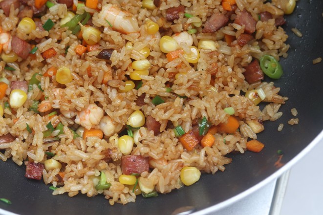 Fried Rice with Beef Sausage and Shrimp recipe