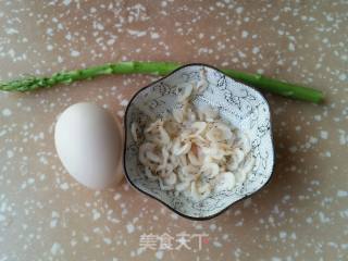 Steamed Egg with Asparagus and Shrimp Skin recipe