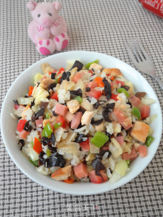 Fried Rice with Ham and Chicken recipe