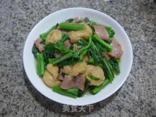 Stir-fried Rape Roots with Bacon Oil and Gluten recipe