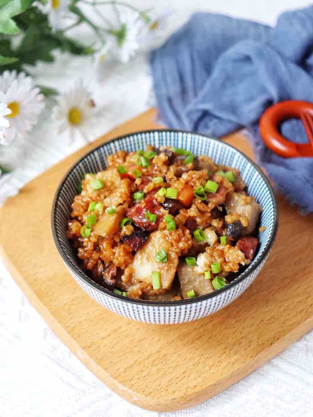 Braised Rice with Taro and Sausage recipe