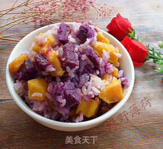 Sweet Potato and Purple Potato Steamed Rice recipe