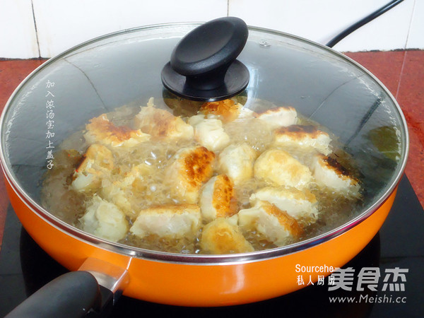 Crispy Fried Dumplings in Beef Broth recipe