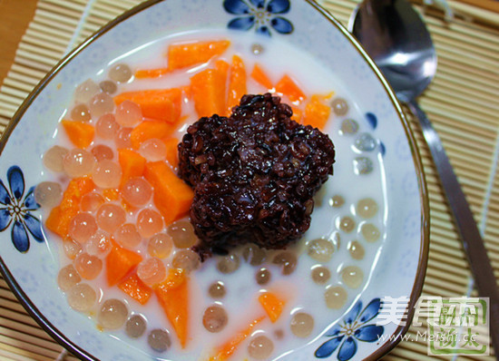 Coconut Papaya Purple Rice Sago recipe