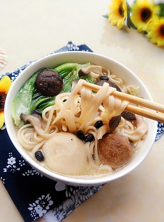 Noodle Soup with Meatballs and Mushrooms recipe