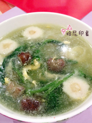 Mild Food Supplement in Winter-sea Cucumber Pearl Ball Spinach Soup recipe