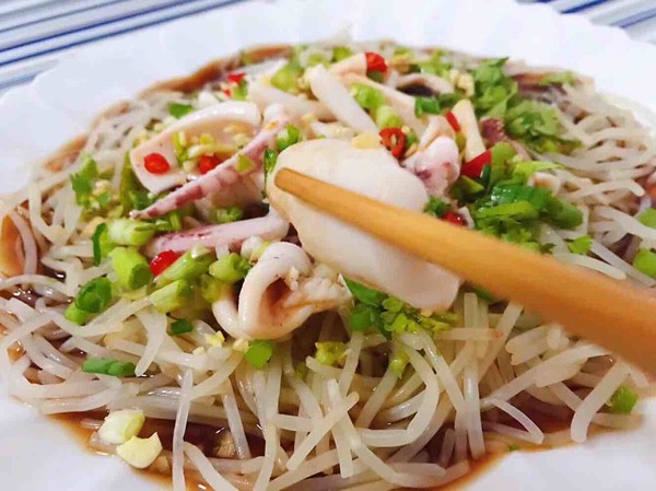 Fresh Squid Sprouts with Scallion Oil recipe