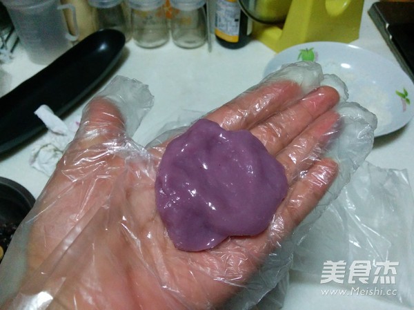 Purple Sweet Potato Honey Bean Glutinous Rice Cake recipe