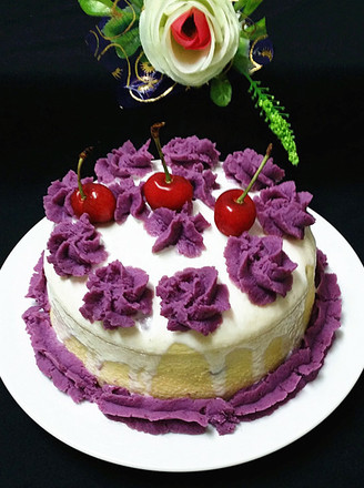 Purple Sweet Potato Decorated Yogurt Cake recipe