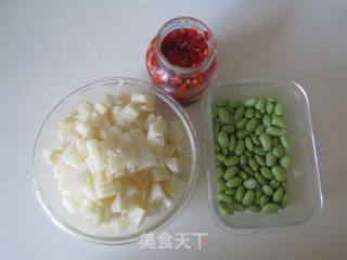 Chopped Pepper and Edamame with Lotus Root recipe