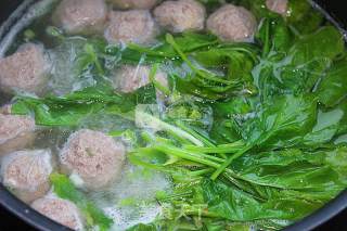 Spinach Vermicelli Meatball Soup recipe