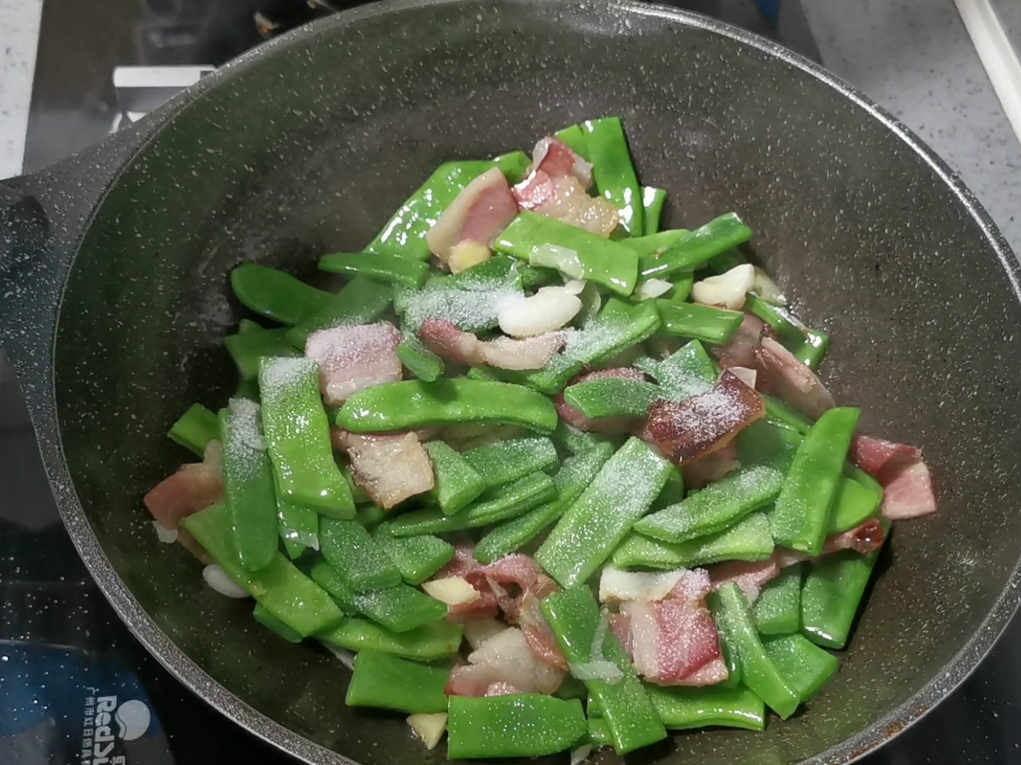 Fried Bacon with Lentils recipe