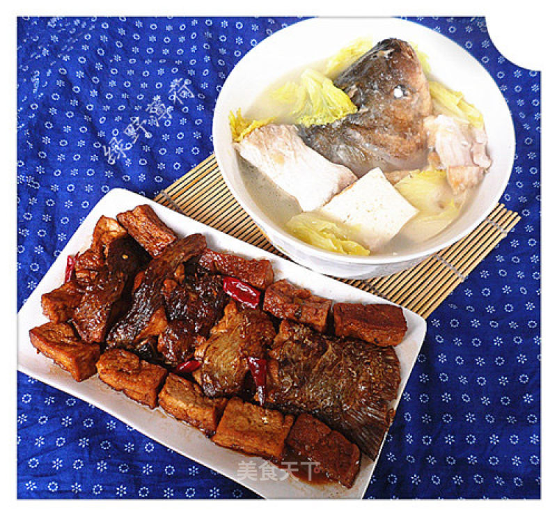 Two White Silver Carp-fish Head Fish Belly Soup + Silver Carp Braised Tofu