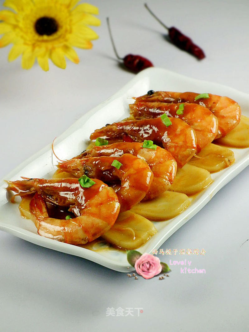 Braised Rice Cake with Shrimp in Oil recipe