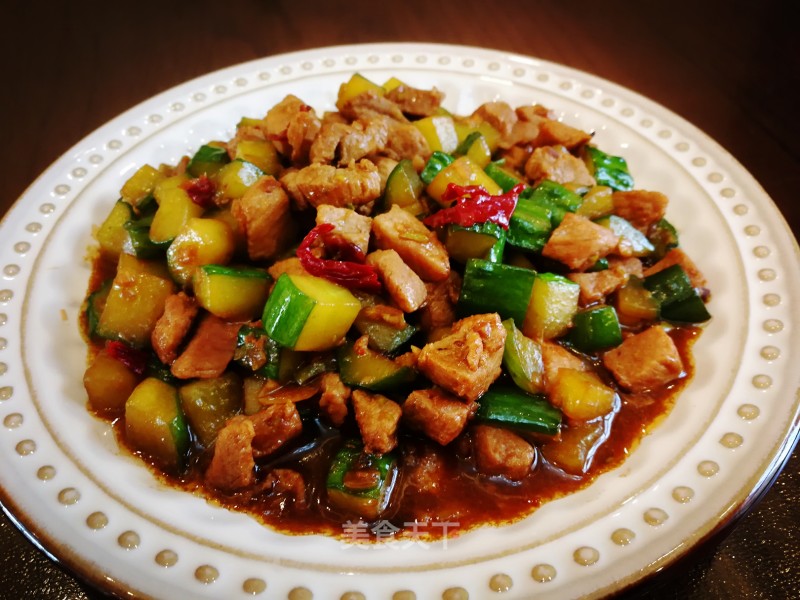 Sauteed Cucumber Diced Pork recipe