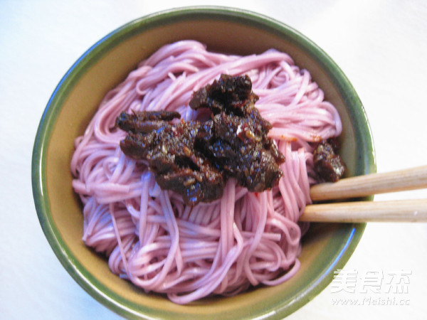 Purple Sweet Potato Noodles with Mushroom Sauce recipe