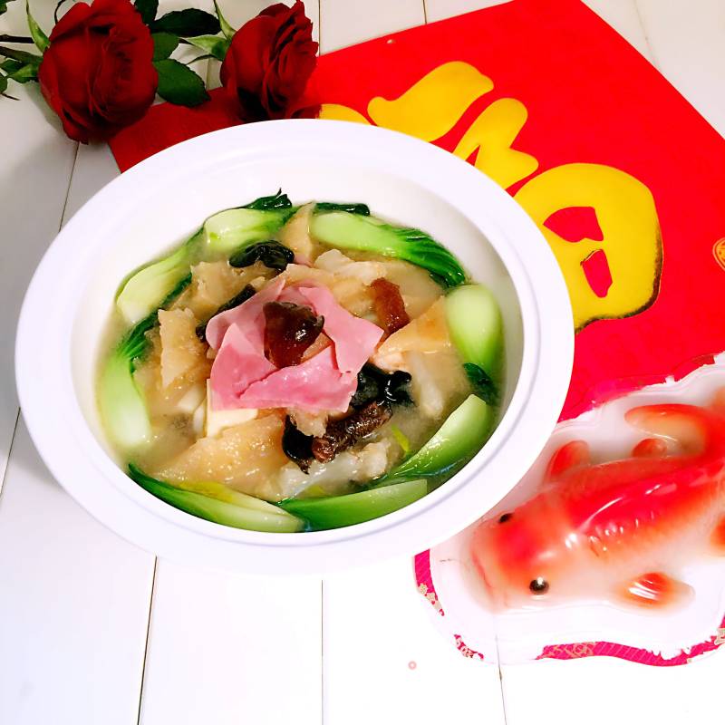 【jiangsu】three Fresh Soup with Pork Skin recipe