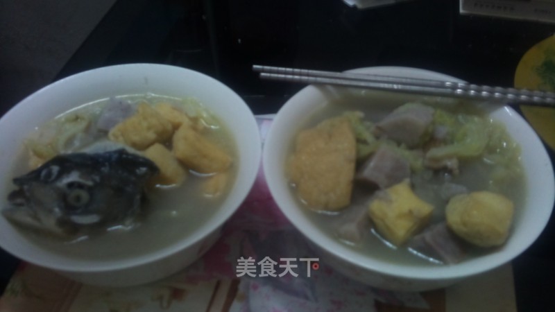 Stewed Fish Head with Taro and Cabbage recipe