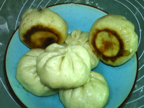 Fried Pork Buns with Plum and Vegetables recipe