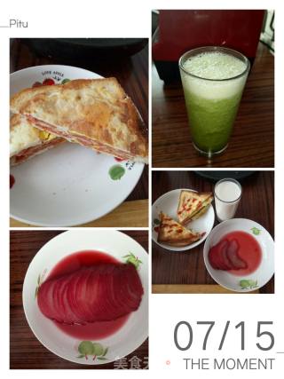 Delicious and Nutritious Breakfast Sandwich + Milk (cucumber Juice) + Red Wine and Sydney recipe