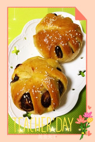 Grape Juice Red Bean Paste Middle-grown Bread recipe