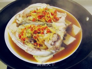 Steamed Big Fish Head with Chopped Pepper and Tofu recipe